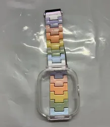 Rainbow Clear Resin Smartwatch Band with Transparent Case Bracelet Accessory for Redmi watch 4 (Rainbow 2)