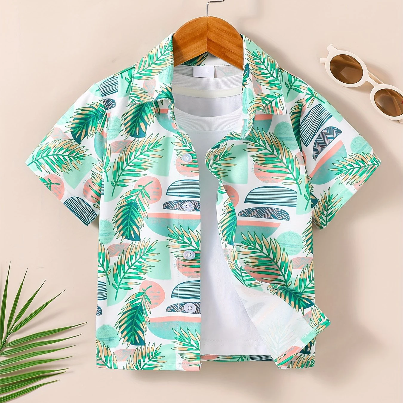 New Hawaiian Beach Camping Bus Print Boys Novel Casual Short Sleeve Lapel Shirt Children Tops Clothes Fashion Children's Blouse
