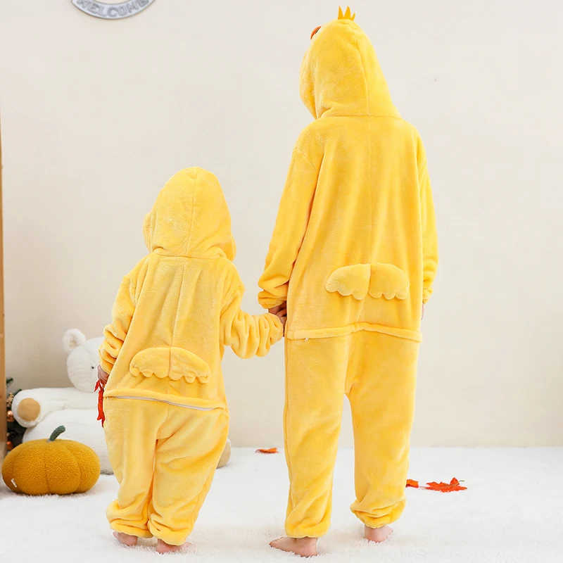 Kids Onesies Animal Pajamas Chick Cosplay Costume Children Cartoon Kigurumi Girls Full Body Halloween Party Outfits One-Piece
