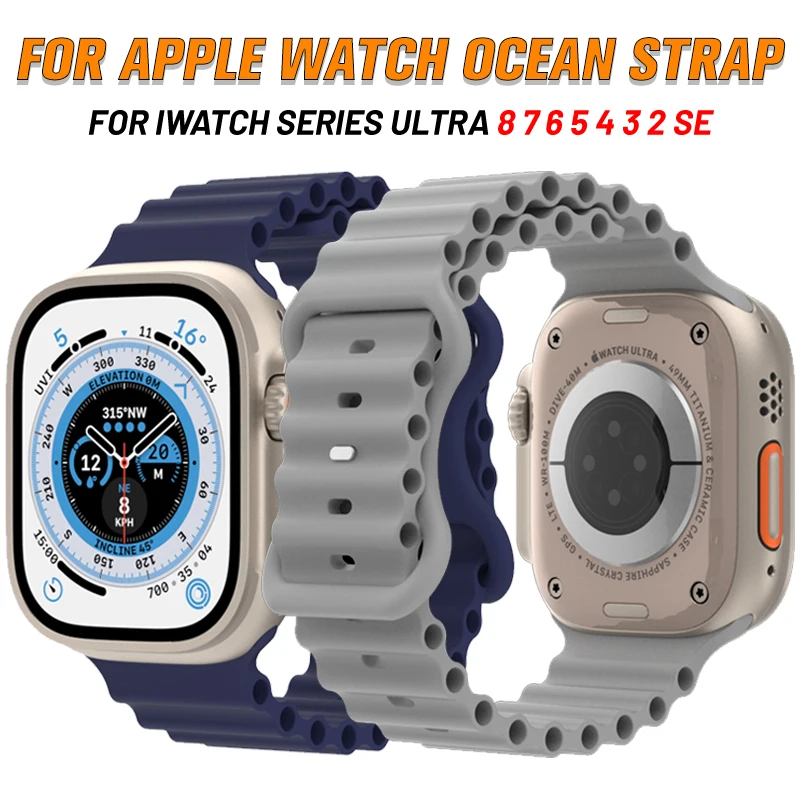 

Ocean Strap For Apple Watch 8 Ultra 49mm Band 44mm 40mm 45mm 41mm 42mm 38mm Silicone Bracelet For iWatch Series7 6 5 4 3 SE Belt