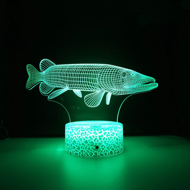 Nighdn Fish 3D Illuison Table Lamp LED Touch Acrylic 7/16 Color Changing Night Light Gift for Kids Elder Bedroom Decoration