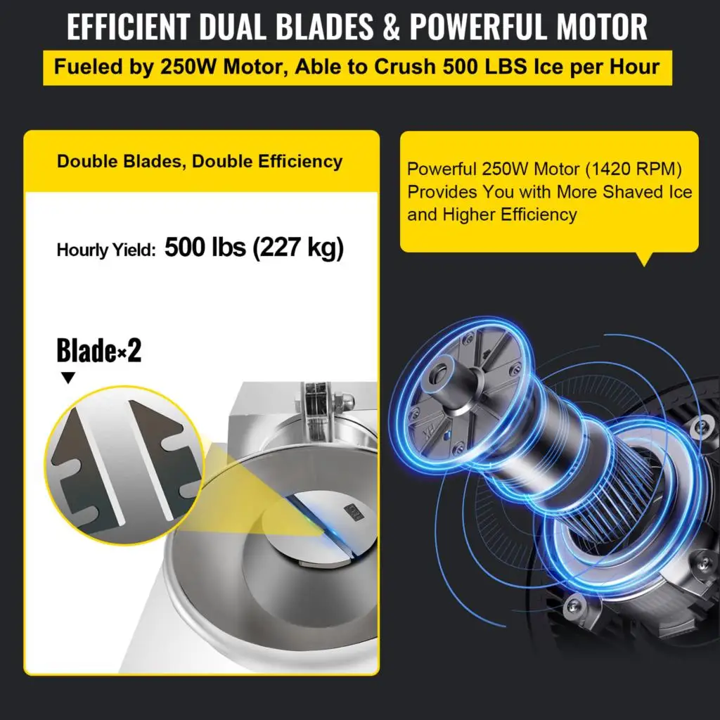 Electric Cube Ice Shaver Granizing Machine 226Kg/H Commercial Snow Cone Chopper Home Slush Crusher Blender Flake Maker 3