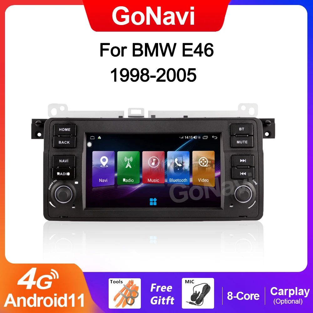 

Автомагнитола GoNavi Android 11 для BMW 3 серии E46 центральный мультимедийный плеер GPS DVD Carplay Bluetooth навигация 1998-2005