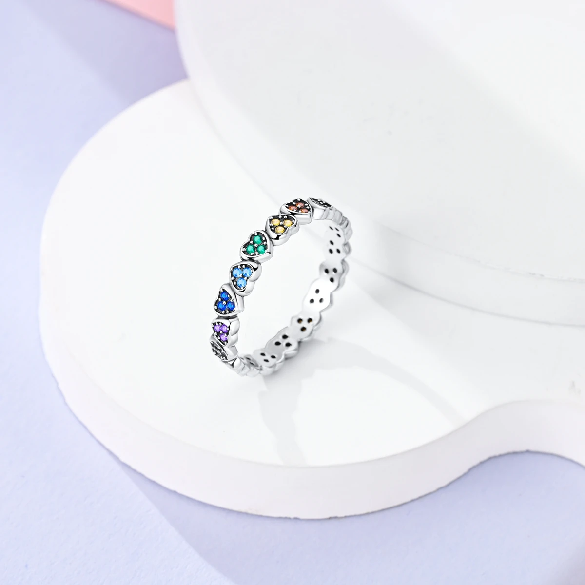 Silver Ring Spring 925 Sterling Silver Palm Evil Eye Heart Shaped Zircon For Women Birthday Jewelry Gift