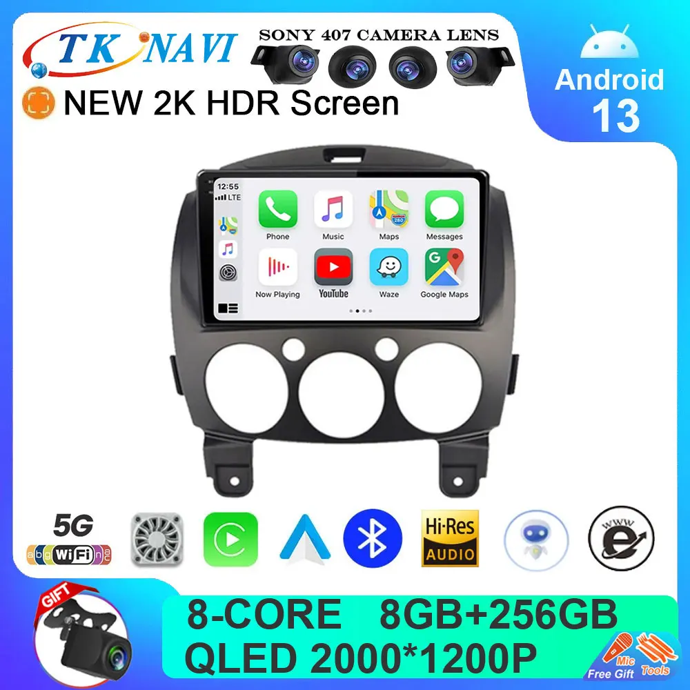 

Android 13 Car Radio For MAZDA 2 Mazda2 2007 2008 2009 2010 2011 2012 2013 2014 Multimedia Player GPS Navi 2Din 2 Din Autoradio