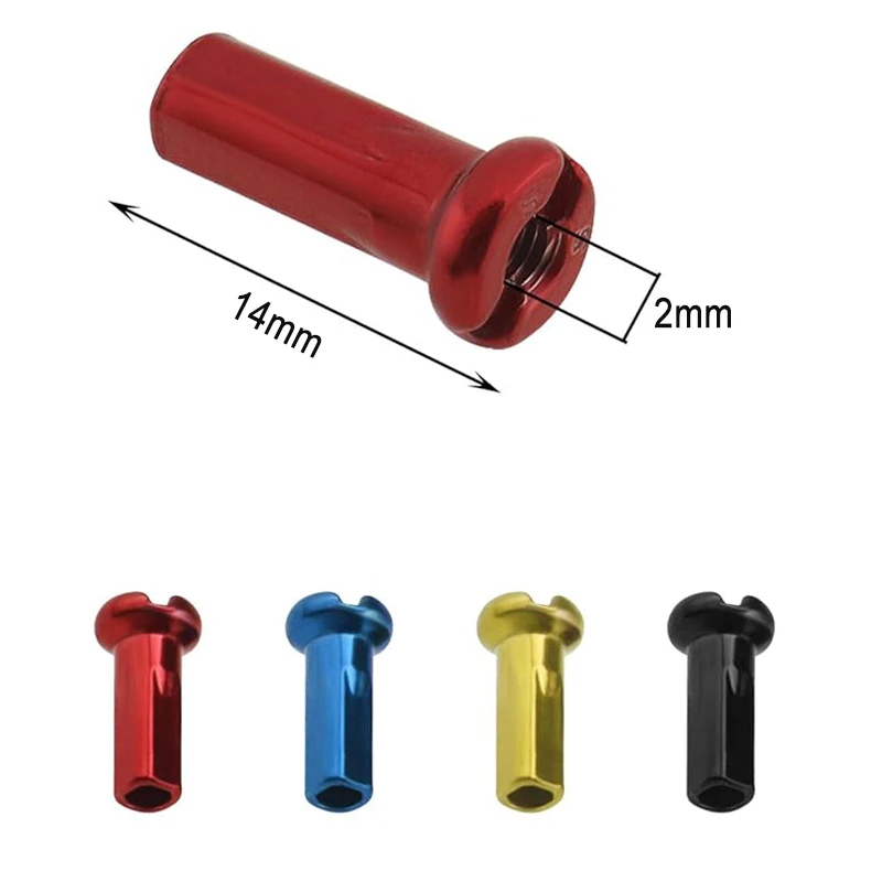 Bike Spokes Nipples 100pcs Bicycle Spoke Nipples 14G 14mm 2mm Dia MTB Road Bicycle Wheel Caps Colorful Bike Nipple Spoke Protector