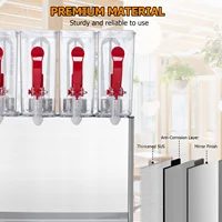 Commercial Beverage Dispenser, 4 Tanks 10.56 Gallon 40L Commercial Juice Dispenser, 10 Liter Per Tank, 380W Stainless Steel Food 2