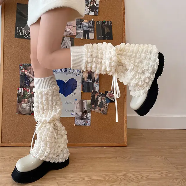 ファッション雑貨・小物その他 Hashtag DDD Niche Girls Vintage Cream Legwarmers Pink Girl Leg Warmers Y2k Cream Puff Straps Bangage Socks