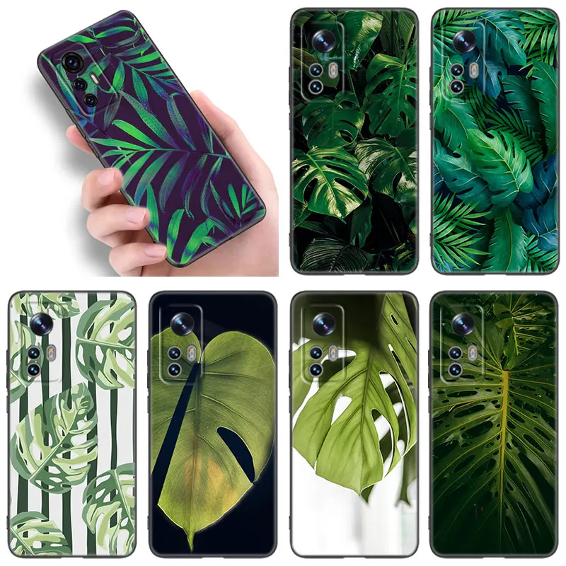 Leaves Monstera Green Phone Case Per Xiaomi Mi 8 9 Se 10 10T 11 12 A2 Lite 9T 11T 12S 12T 13 Pro 12X 11I Soft Tpu Black Cover