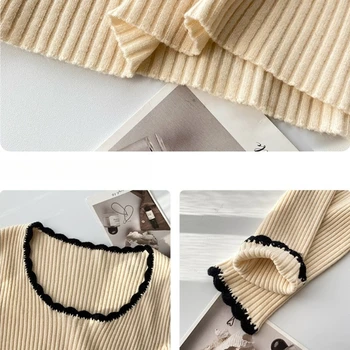 بلوفرات محبوكة برقبة مربعة لعام 2025 سترة نسائية بأكمام طويلة ونحيفة وناعمة غير رسمية متعددة الاستخدامات سترة خريف وشتاء 6