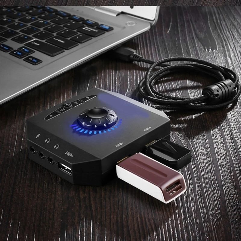 USB 외부 사운드 카드 플러그 앤 플레이 사운드 어댑터 책상에 드라이버 필요 없음