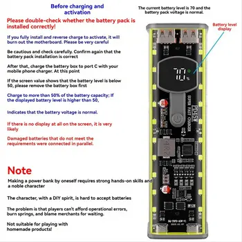 Custodia DIY per Power Bank 8 Slot 18650 con Ricarica Rapida PD 45W, Scatola Porta Batterie Senza Saldatura per Laptop, Nera