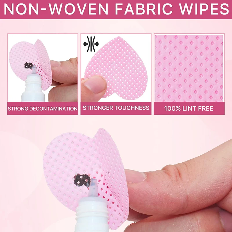 Nail Polish Remover 200Pcs/Box Lint Free Nail Wipes Eyelash Extension Glue Wipes Cleaner Cloth Non-Woven Fabric Nail Gel Polish Remover Cotton Pads