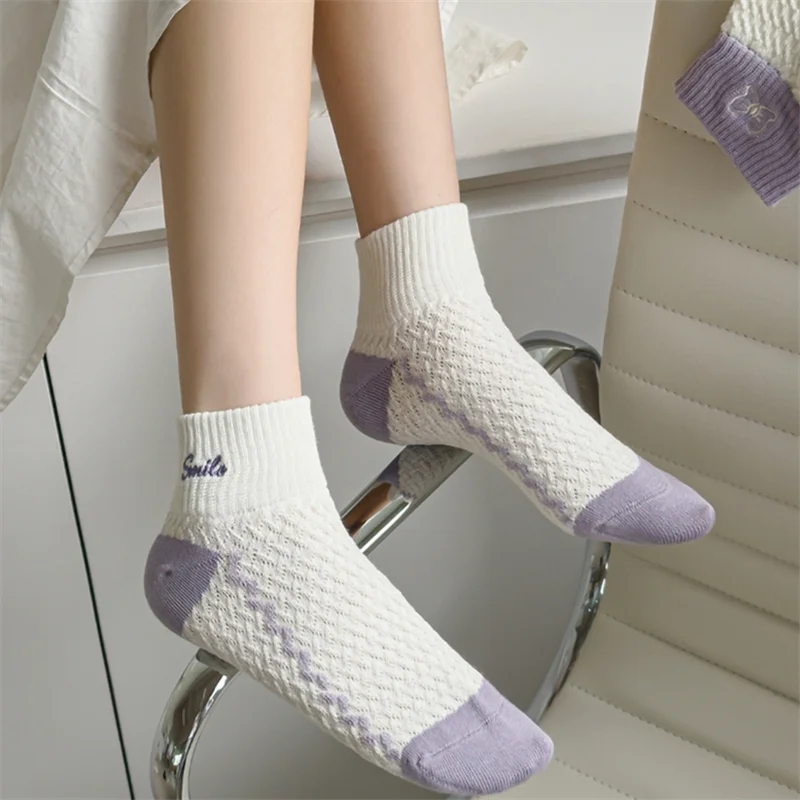 Dreamlikelin 5 Paar/Packung 2026 Neuerscheinung Damensocken Frühling Sommer, Koreanischer Stil Cartoon-Tier-Hunde-Druck Knöchelsocken – Detail 6
