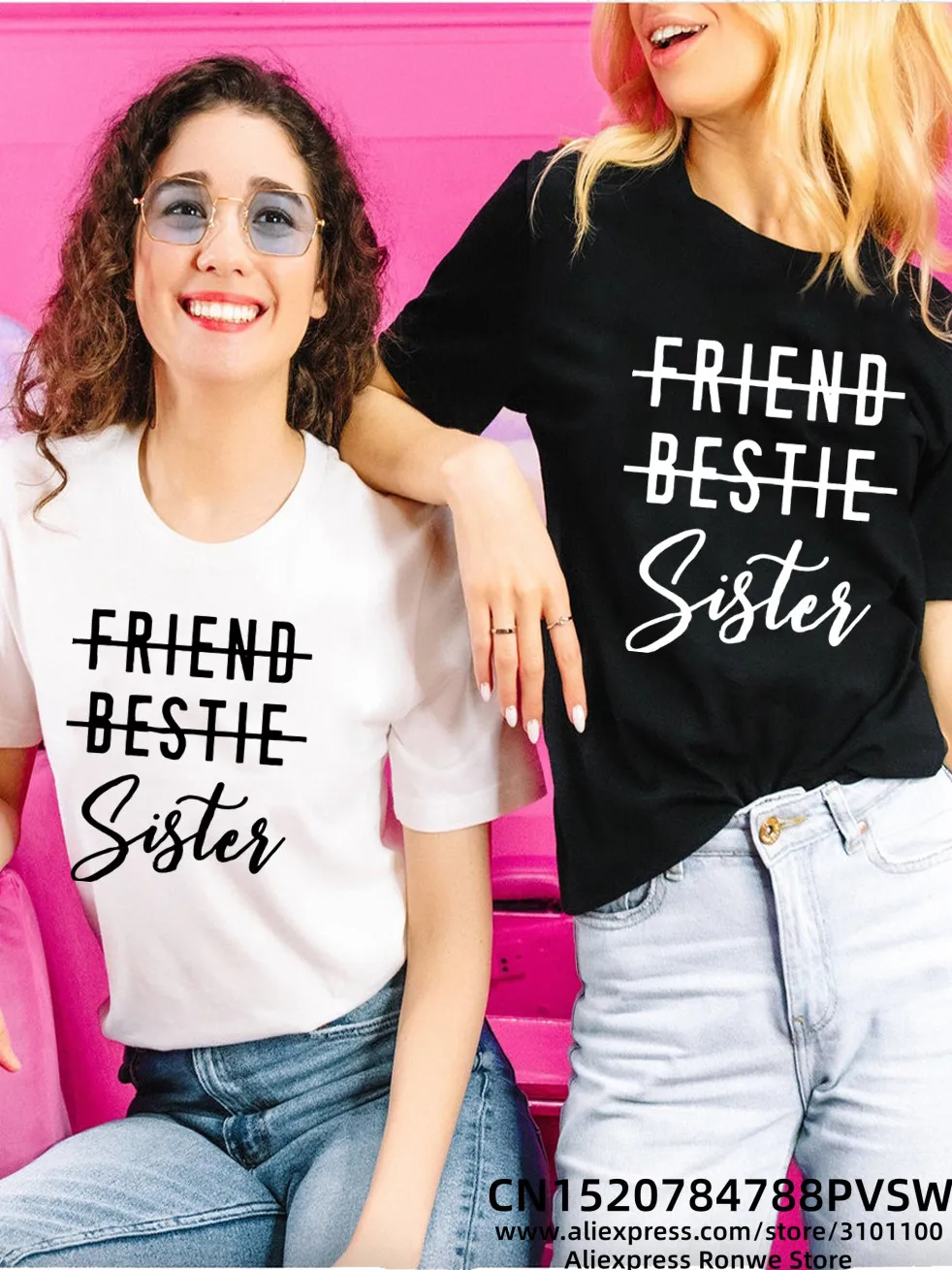 

Женские хлопковые футболки с надписью "Best Friend Sister", милые футболки с графическим дизайном для девушек, подходящая одежда