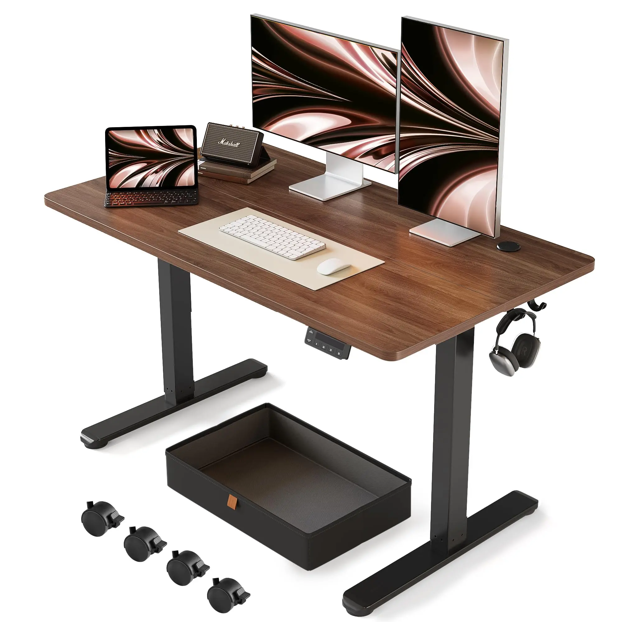

FEZIBO 55x24 дюйма стоячий стол с выдвижным ящиком, регулируемая высота Электрический стоечный стол, сидячий стоечный стол для дома и офиса, эргономичный