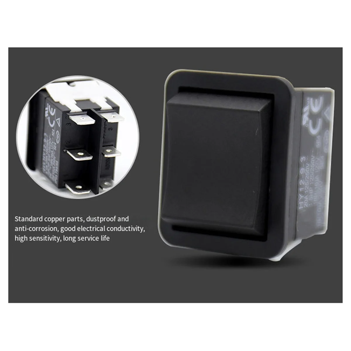 HY12-9-3 Small Industrial On Off Safe Arc Single Pole Rocker Switch Push Button Wg
