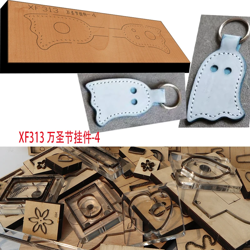 

New Japan Steel Blade Wooden Die Halloween ghost key chain pendant Leather Craft Punch Hand Tool Cut Knife Mould