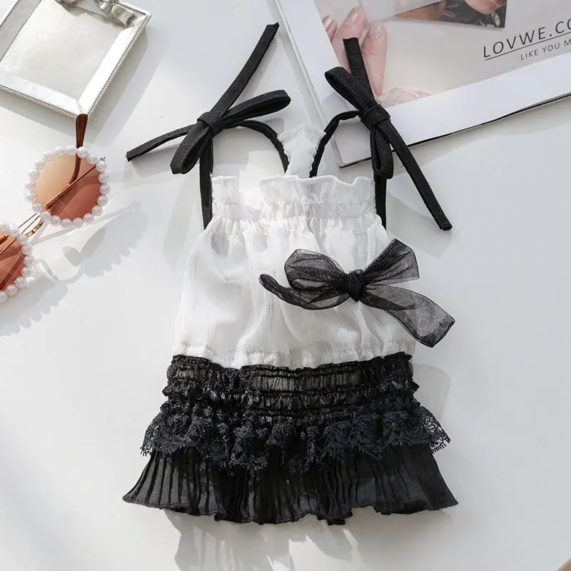 

Spring Summer Pet Clothes Kitten Puppy Black White Short Skirt Small and Medium-sized Dog Princess Suspended Dress Yorkshire