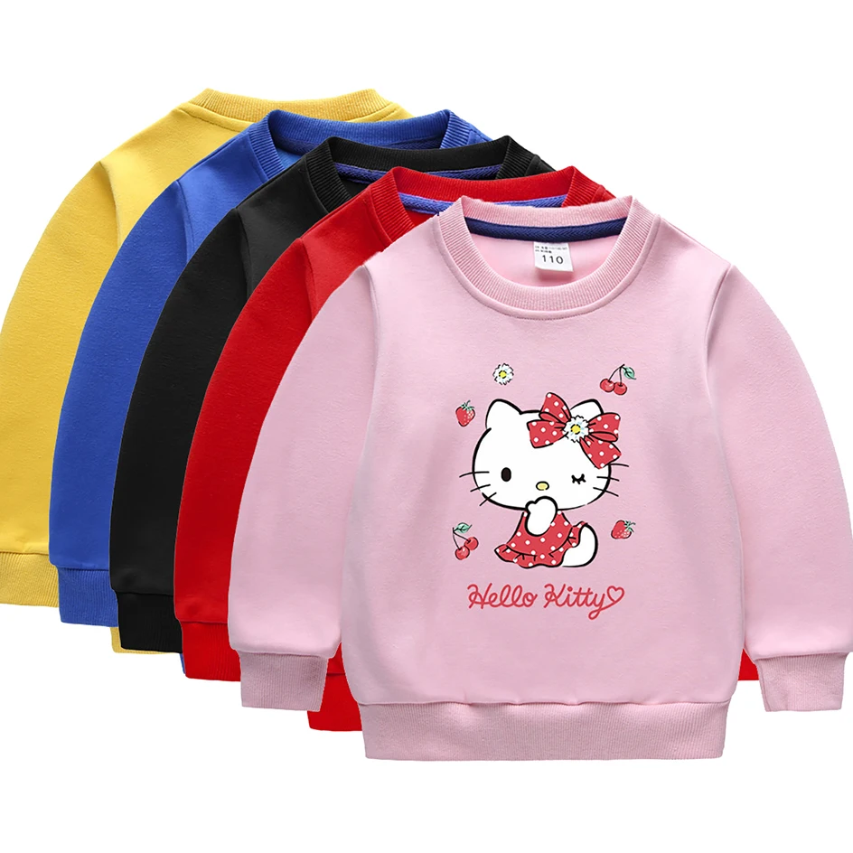 

Anime Sanrio Series Plus Velvet Sweater Cute Hello Kitty Thicken Leisure Kawaii Children Winter Clothing Coat Soft Birthday Gift