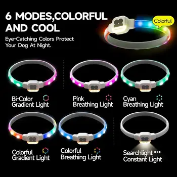 Mewoofun Light Up Dog Collar LED with USB Rechargeable Glow in The Dark Waterproof Dog Necklace with 6 Flashing Modes for Dogs 2