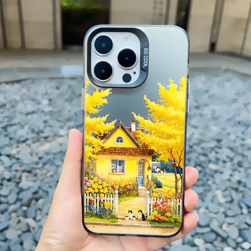 Urlaubsvilla-Landschafts-Laser-Handyhülle für iPhone 17 16 12 13 Mini Pro Max 14 11 15 Pro Max Plus Cartoon-Cover – Detail 3