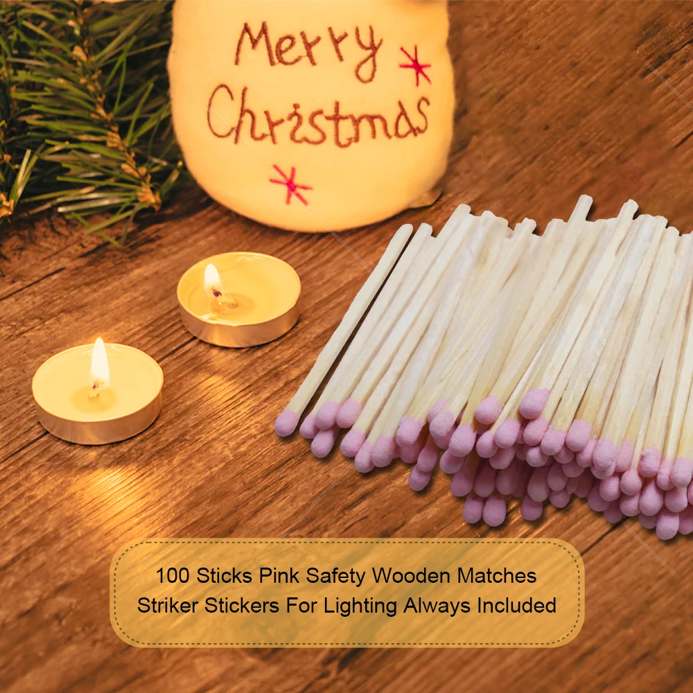 2 Inch Bulk Wooden Matches 100pcs - Safety Matchsticks with Striker for Candle Lighting (Pink/Rainbow/White/Black) Free Shipping 2