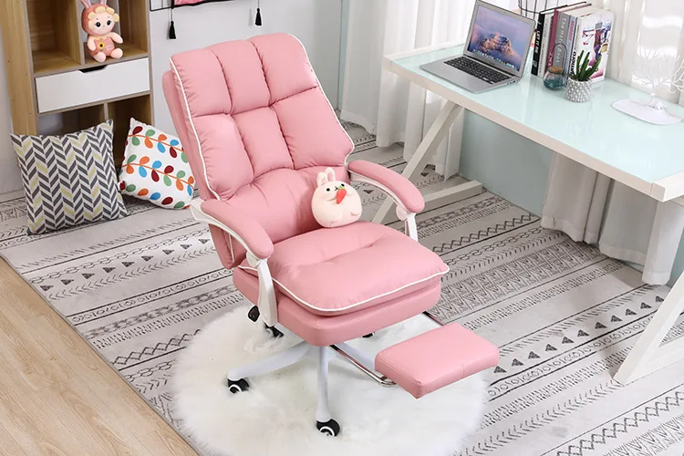 Description Picture 6 of itemOffice Chair Reclining Armchair with Footrest WCG Computer Gaming Chair Internet Cafe Gamer Chair bedroom study Chair Pink white