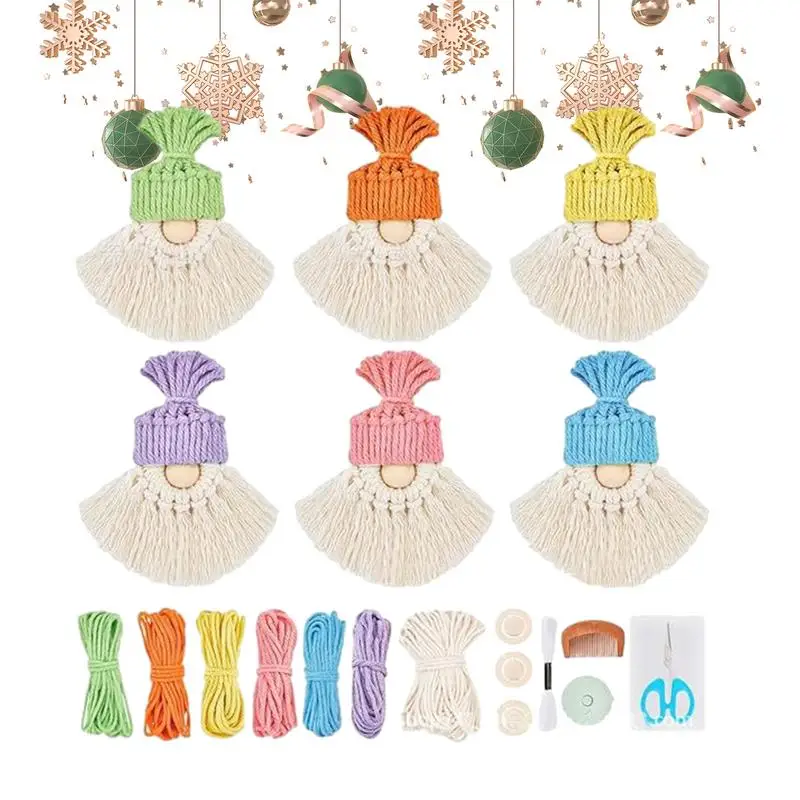 

DIY Macrame Christmas Gnomes Kit Relaxing Macrame Gnome DIY Kit With Instruction Home Decor Products For Christmas Tree Window