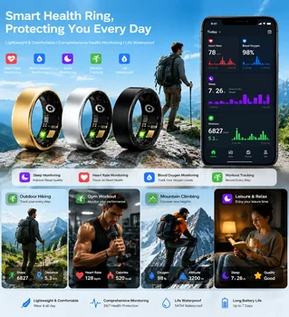 Alternative view of Smart Ring Heart Rate Blood Pressure Sleep Monitoring Motion Tracking Waterproof Men Women Smart Ring For Android Holiday Gift