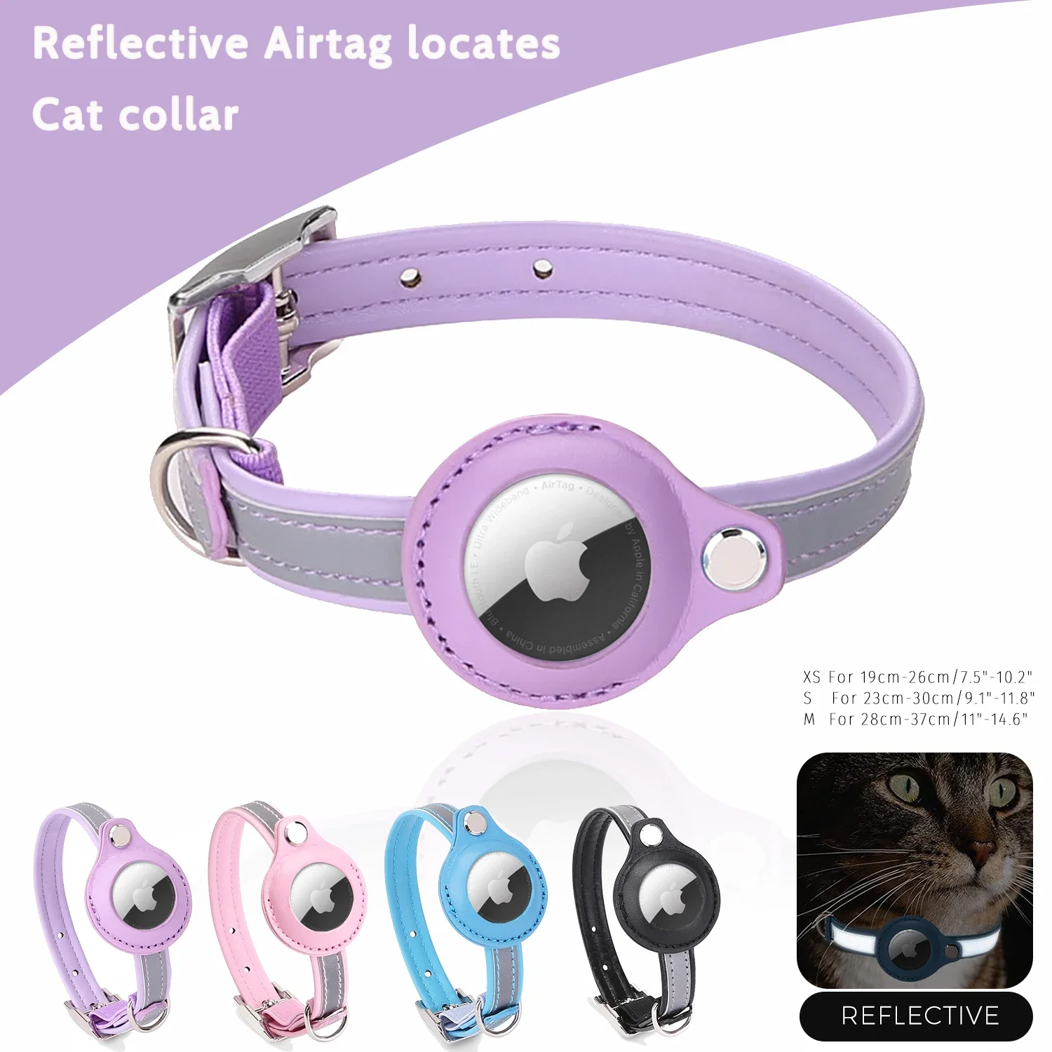 Airtag Case for Cat Collar with Protective Case for Anti Lost Locator Tracker,Cat Accessories Reflective Necklaces for Cats Dog