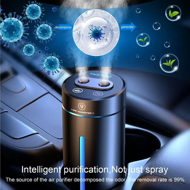 Car Air Humidifier Travel Air Freshener Humidifier Car Diffuser Wireless Aromatherapy With Light Portable