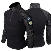 Military Uniform Hunting Men Army Soft Shell Hooded Jacket+Breathable Long Sleeve Swat Tshirts+Multi-pocket Pants Cargo Suits 2