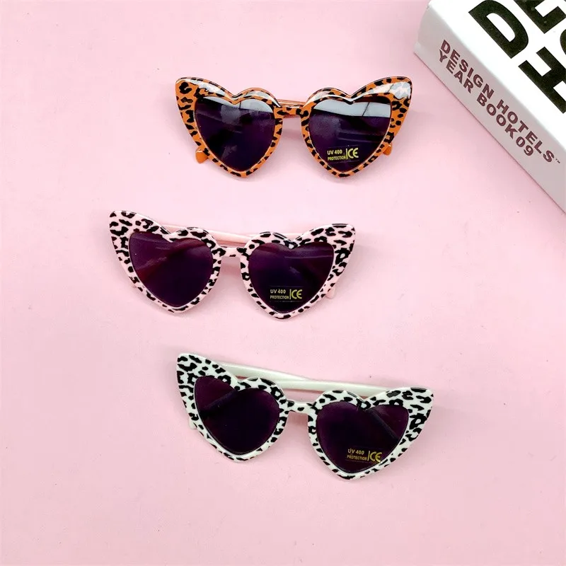 1 Pcs New Fashion Cute Heart Children'S Sunglasses Leopard Trendy Baby Sunshade Goggles Uv400 Protection Eyeglasses