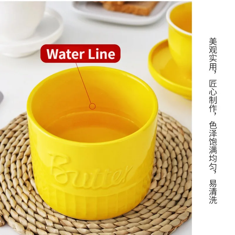 Ceramic Butter Keeper Crock for Counter Porcelain Fresh Spreadable French Butter Organizer Cheese Storage Dish Container 180ml