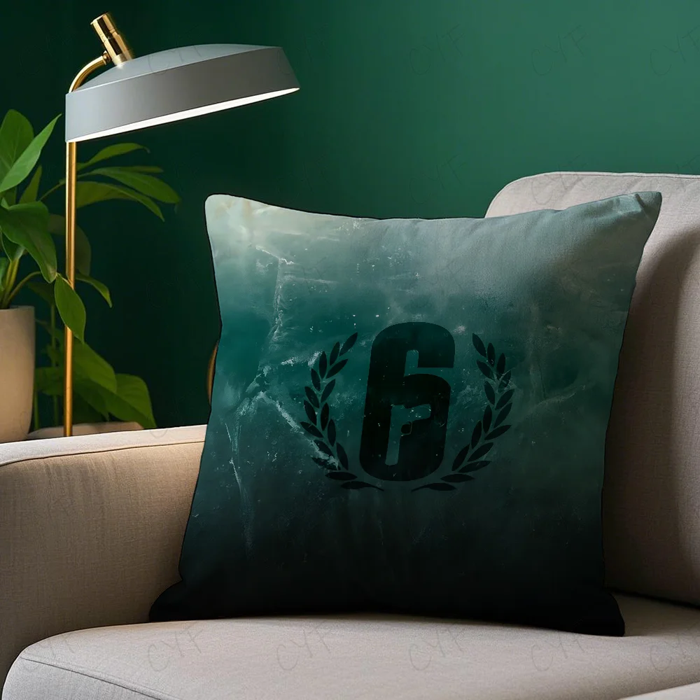 Rainbow Six Siege Pillow Case Pillowcase Anti-dustmite Pillow Invisible zipper silky short plush Sofa cushion cover 4