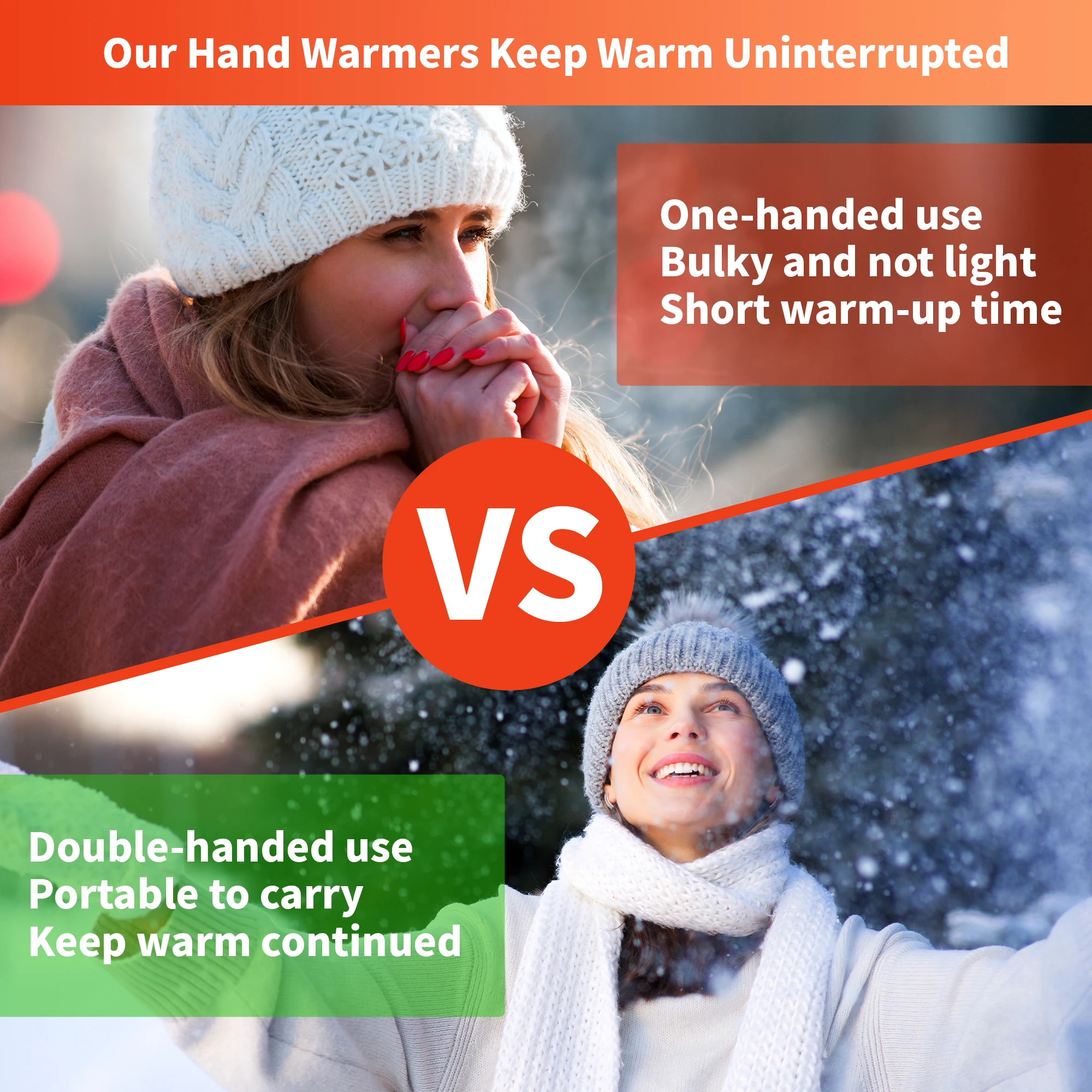 Rechargeable Hand Warmer 5000mAh, USB Battery Powered Hand Warmer, Keep Warm Tech Gift (Black) (Not Shipped on Weekends)