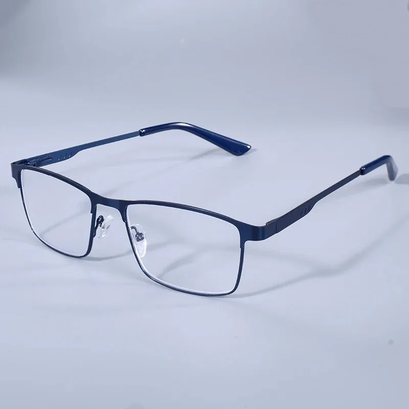 Anti Blue Light Men's Square Metal Frame Reading Glasses