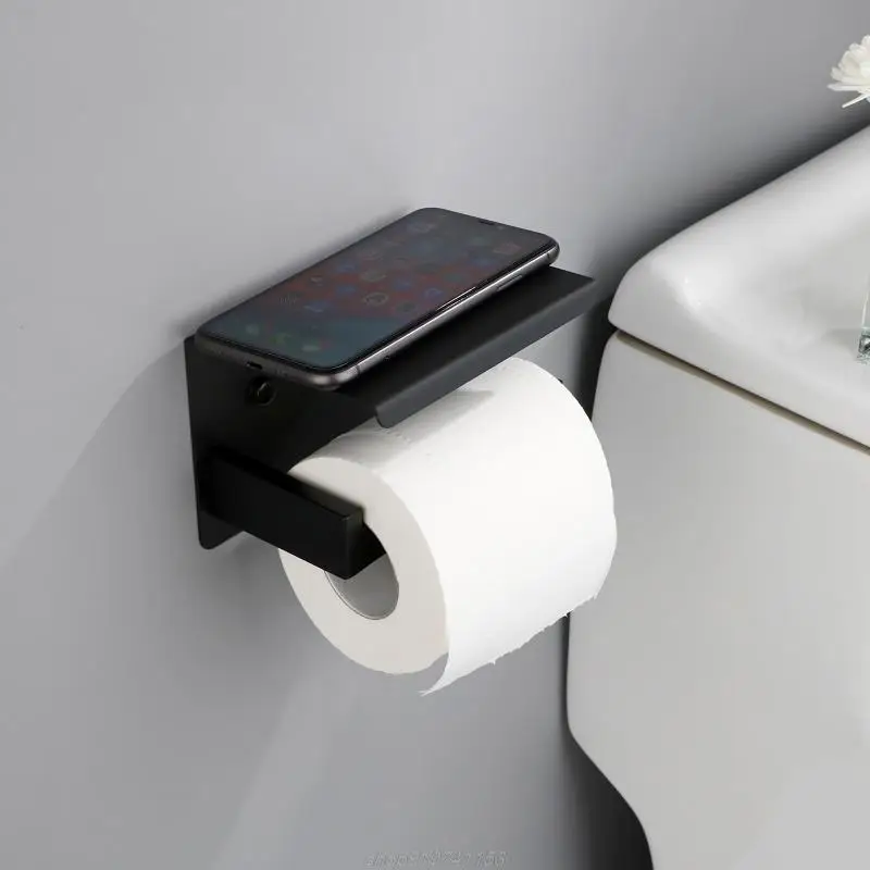 Multifunctional Wall-mount Tissue Holder with Tray Stainless Steel Toilet Paper Dispenser Without Drilling JY29 22 paper towel holder toilet paper holder toilet paper rack toilet roll holder paper towel rack tissue holder