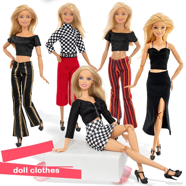 Roupas Barbie Doll para House Baby, Moda Dress Up Toys, Vestido Street  Shooting, Terno de calça