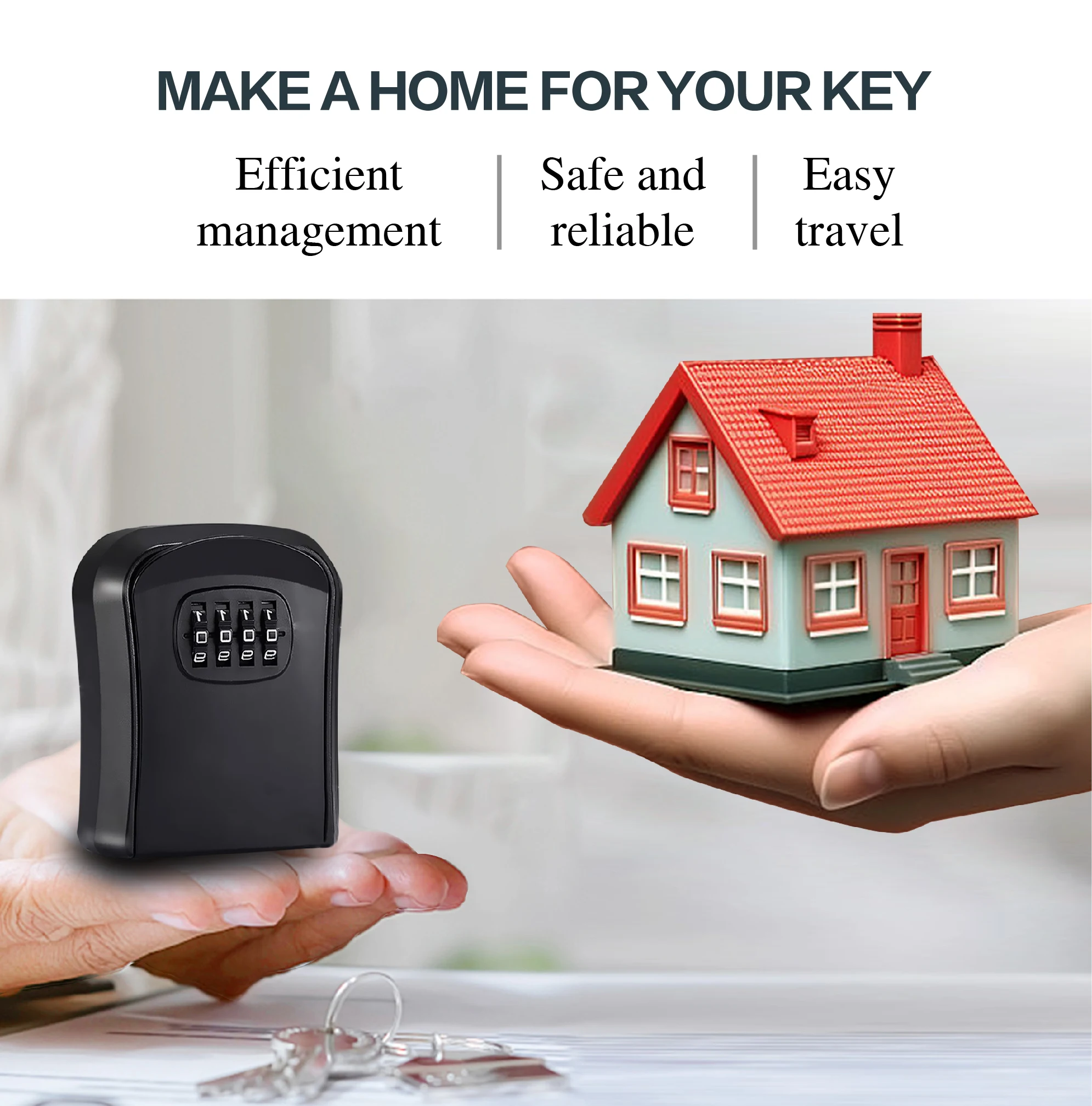 Key Keeper Combination Lock Wall Mounted Waterproof 4 Digits Passwords 5 Keys Storage Box Easy to Fix Home Or Office 2
