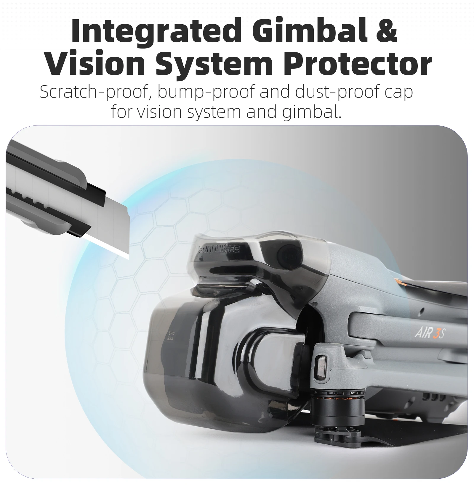 Description Picture 3 of itemIntegrated Gimbal Protector Cap for DJI Air 3s Gimbal Sensor Integrated Protective Cover Lens Cap for Air 3s Drone Accessories