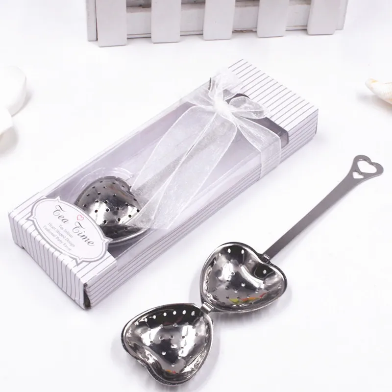 Metal Tea Strainer Heart Shaped Tea Time in Gift Box Infuser Wedding Favors
