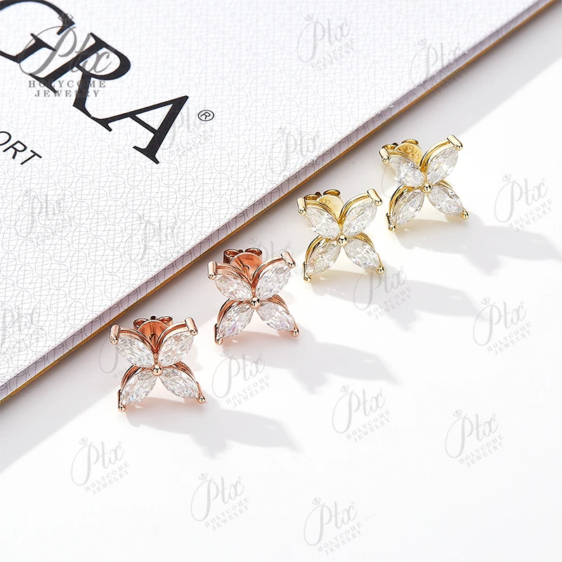 Neue Marquise Form Moissanit Ohrring Schmuck Sets D Farbe 100 % 925 Sterling Silber Überzogene 18 K Für Frauen Feine Jahrestag geschenk – Detail 5