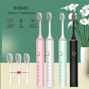 N100 Adult Timer Brush 6 ModeSonic Electric Toothbrush USB Charger Rechargeable Tooth Brushes Replacement Heads Set Valentine 1