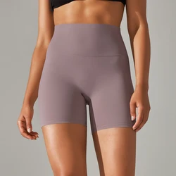Women's High Waist Breathable Yoga and Fitness Shorts - L (Dusky Pink)