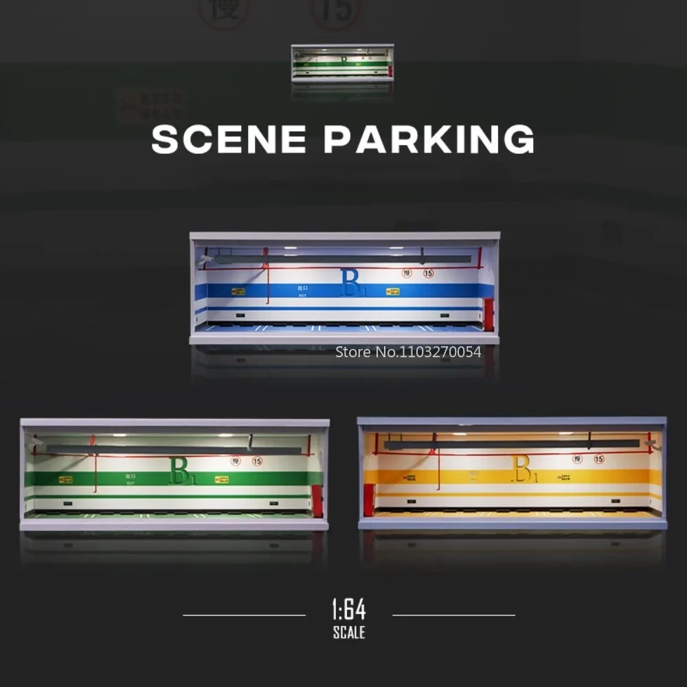 

1/64 Lighting Version Parking Lot Scene Car Model Simulation Garage Toy Transparent Dustproof Storage Box Display Cabinet Gifts