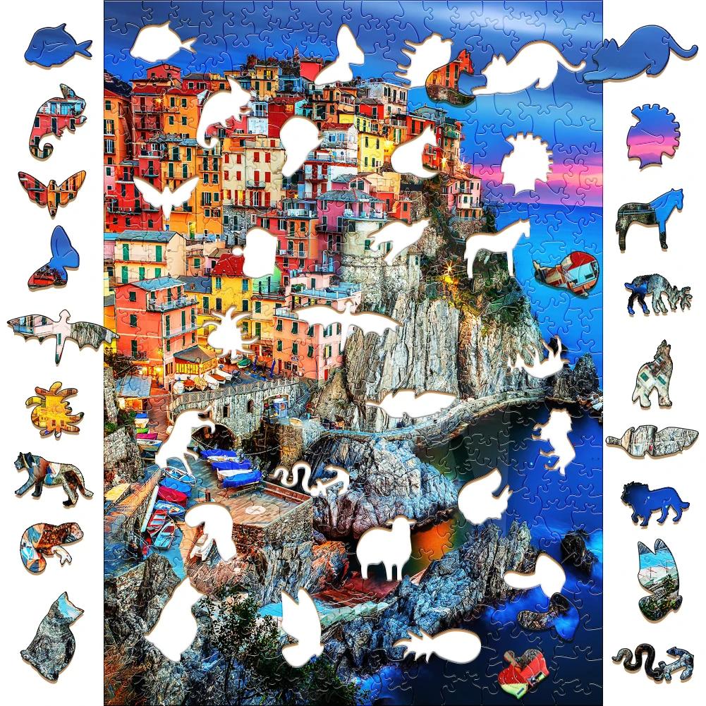 Cinque Terre Wooden Jigsaw Puzzle Toys Travel Souvenir Wood Puzzles For Children Montessori Games Wholesale Secret Puzzle Boxes 2