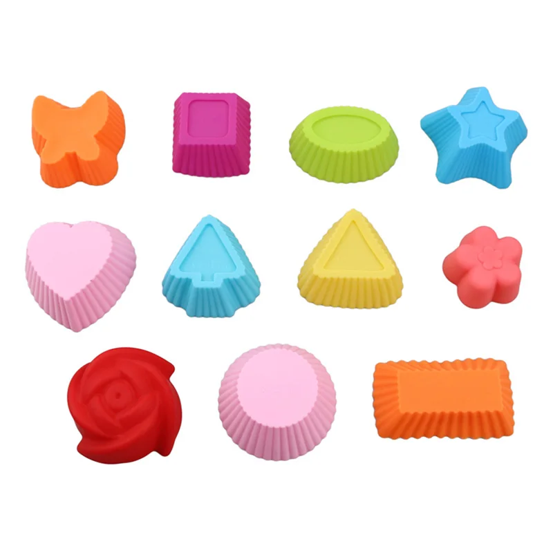 

13Kinds Silicone Cupcake Mold 5Pcs Mousse Cake Muffin Baking Bakeware Nonstick Hear Flower Chirstmas Cream Cookie Cupcake Moulds