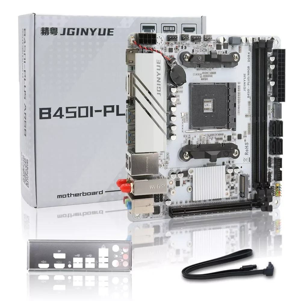 JGINYUE B450 AM4 ITX Motherboard supports AMD Ryzen2000-5000series CPU EXPO PCIe3. 0 DDR4 MAX 32GB RAM Desktop WiFi6 BT5.2